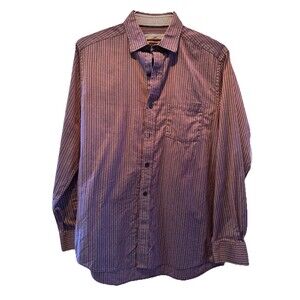 Johnston & Murphy Men’s Purple /Blue Pinstripe Dress Shirt — Size M — AS-IS/Flaw